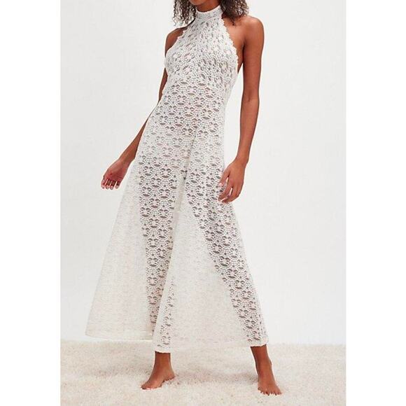 Only Hearts Dresses & Skirts - Only Hearts OFF White Sheer Lace Adorn Aline Maddalena Dianna Maxi Gown Sz M